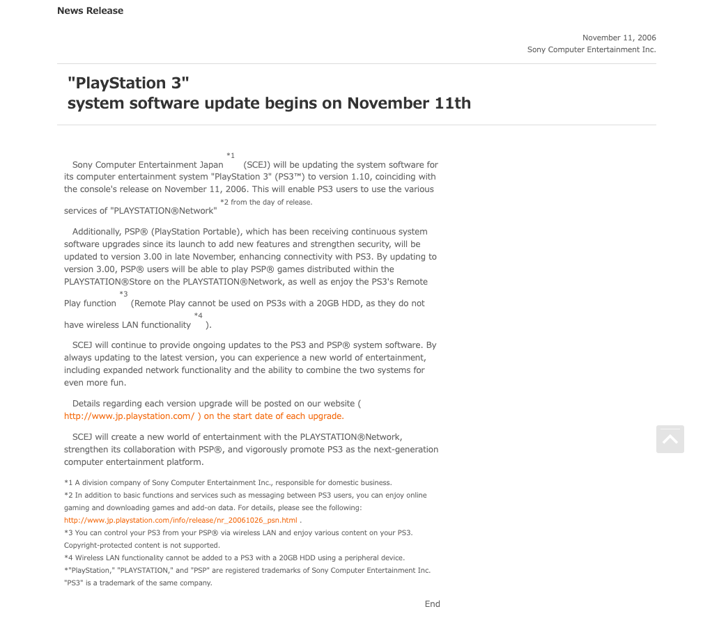 Screenshot of Press Release