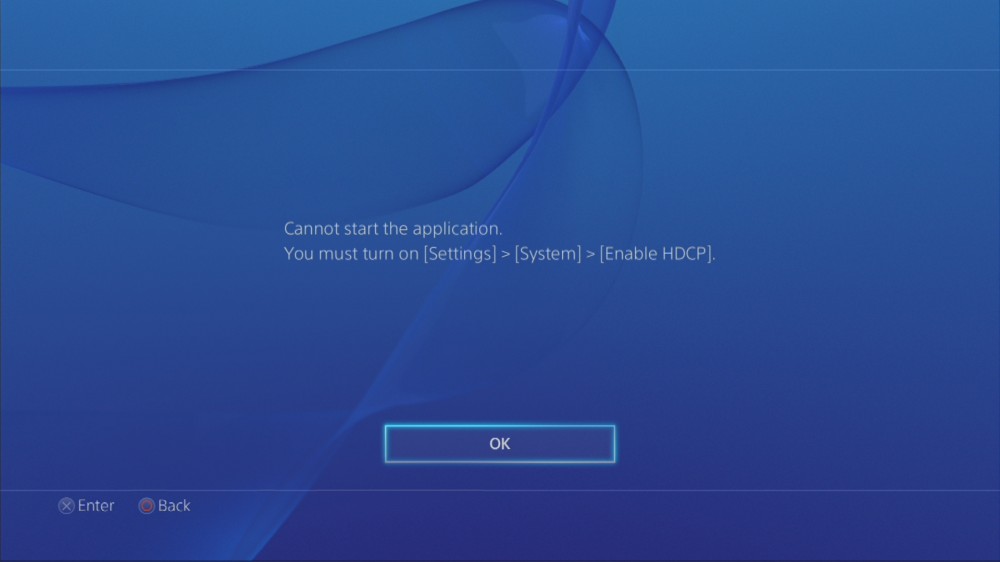 PS4 Firmware v1.70 - HDCP Warning